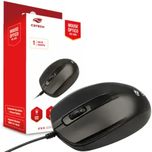 Mouse Com Fio C3Tech MS-30BK 1000 DPI USB Preto MS-30BK Mouse Com Fio C3Tech MS-30BK 1000 DPI USB Preto MS-30BK
