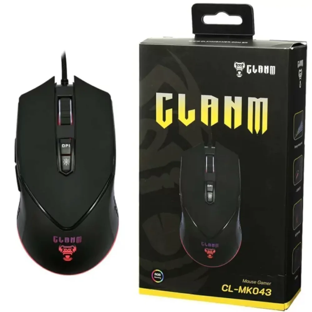 Mouse Gamer Clanm King 10000 DPI LED Preto CL-MK043