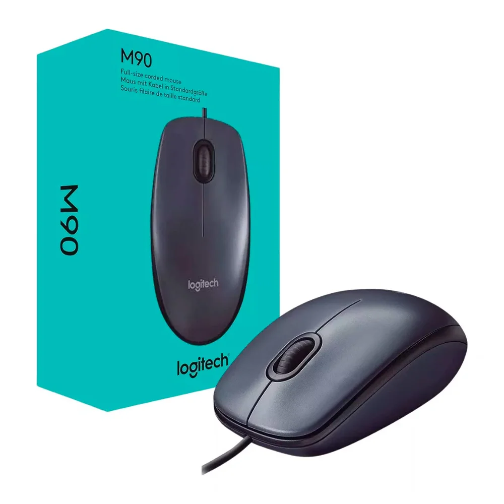 Mouse Com Fio Logitech M90 1000 DPI Design Ambidestro USB Preto 910-004053