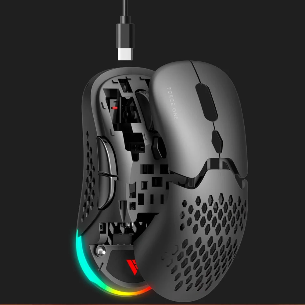 Mouse Gamer Sem Fio Force One Lynx 19000 DPI RGB Wireless até 70h