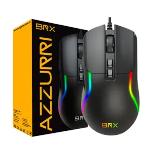 Mouse Gamer Com Fio BRX Azzurri 3600 DPI RGB 7 Botões Preto Mouse Gamer Com Fio BRX Azzurri 3600 DPI RGB 7 Botões Preto