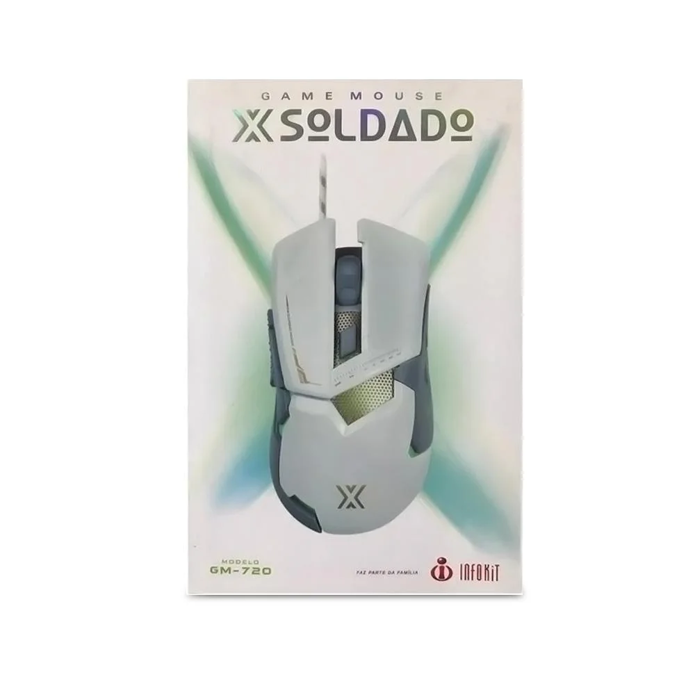 Mouse Gamer Com Fio X-Soldado 7D LED RGB Branco GM-720