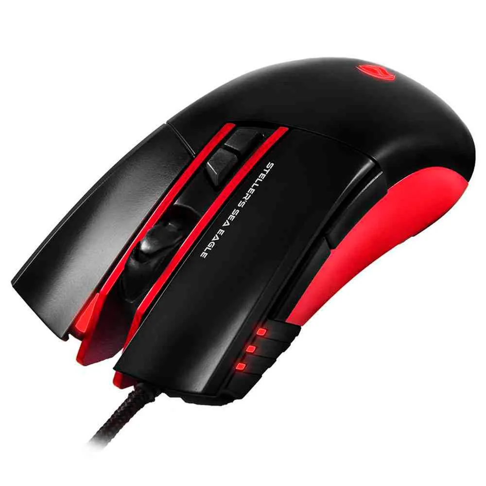 Mouse Gamer Com Fio C3Tech Stellers 3200 DPI 7 Botões Preto e Vermelho MG-200BRD