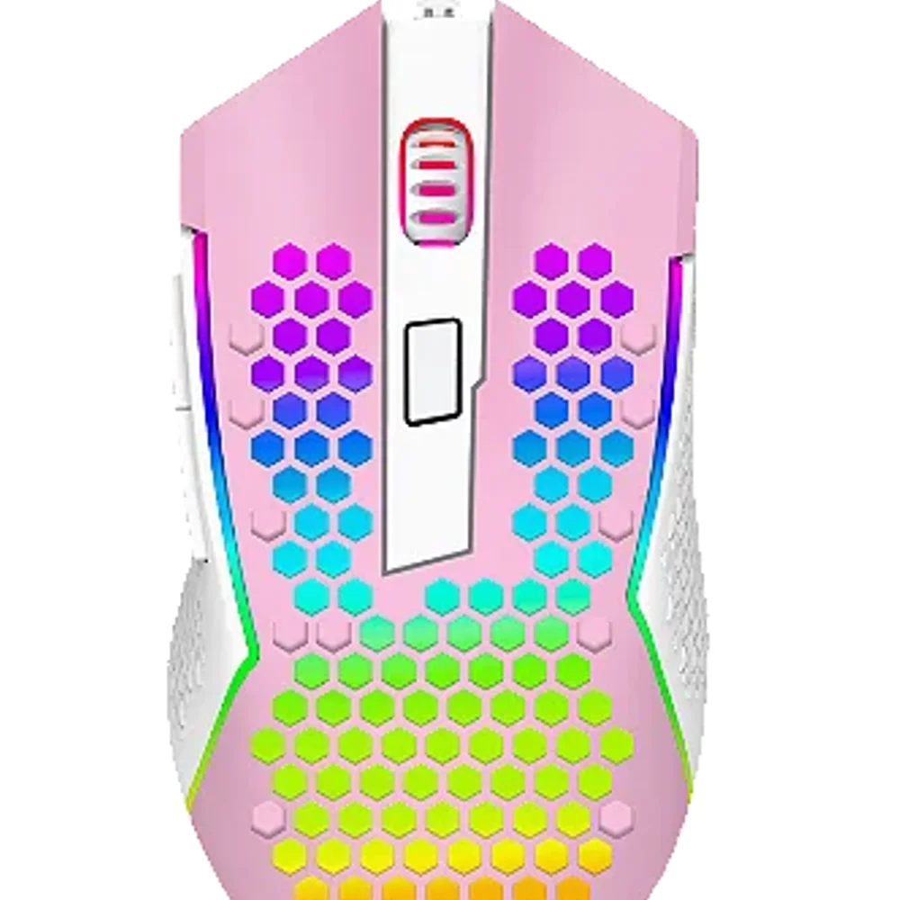 Mouse Gamer Com Fio Redragon Reaping Elite 32000 DPI Rosa com Branco M987PW-P