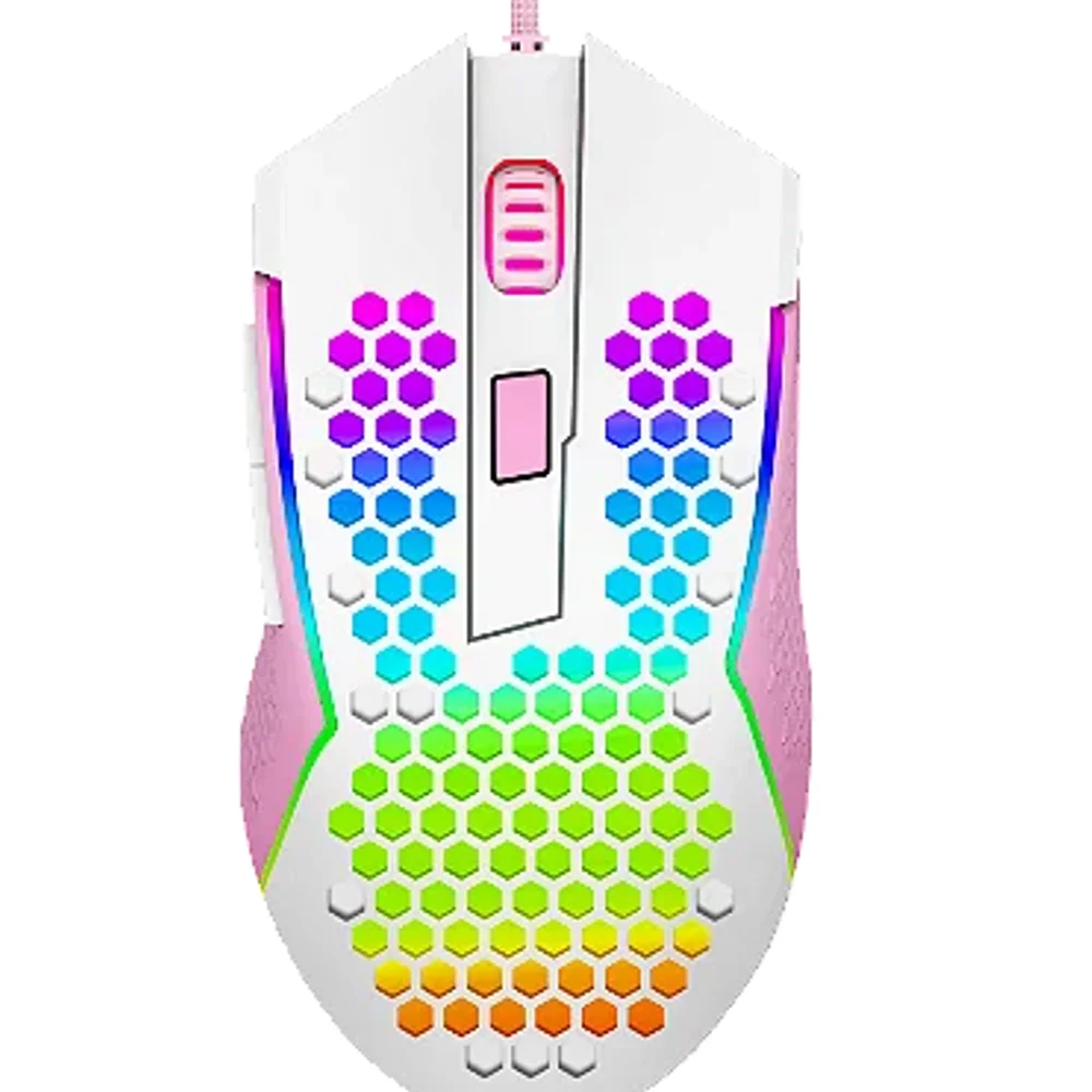 Mouse Gamer Com Fio Redragon Reaping Elite 32000 DPI Branco com Rosa M987WP-P