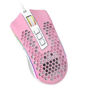 Mouse Gamer Com Fio Redragon Storm 12400 DPI RGB Rosa com Branco M808PW-RGB