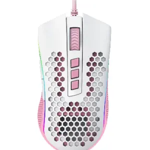 Mouse Gamer Com Fio Redragon Storm 12400 DPI RGB Branco com Rosa M808WP-RGB