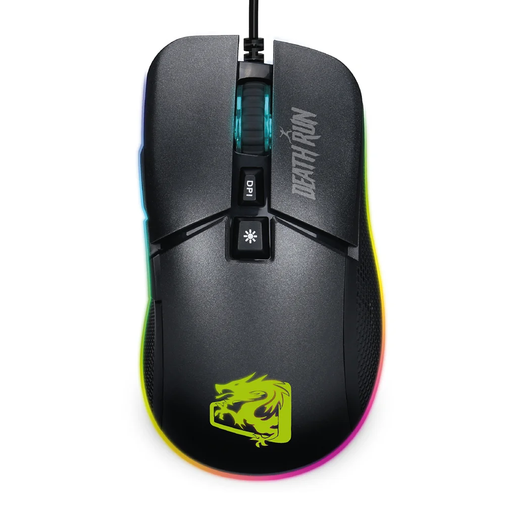 Mouse Gamer Com Fio ELG Death Run 6400 DPI 6 Botões RGB Chroma Preto MGDR