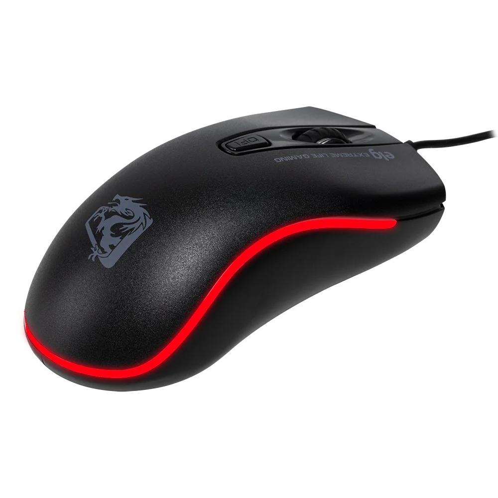 Mouse Gamer Com Fio ELG Dragon War 2400 DPI Ajustável 4 Botões LED 7 Cores Preto MGDW