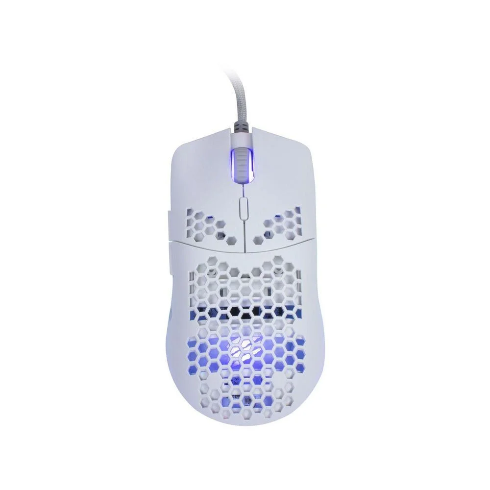 Mouse Gamer Com Fio OEX Dyon Ultra Leve 7 Botões RGB Branco MS322