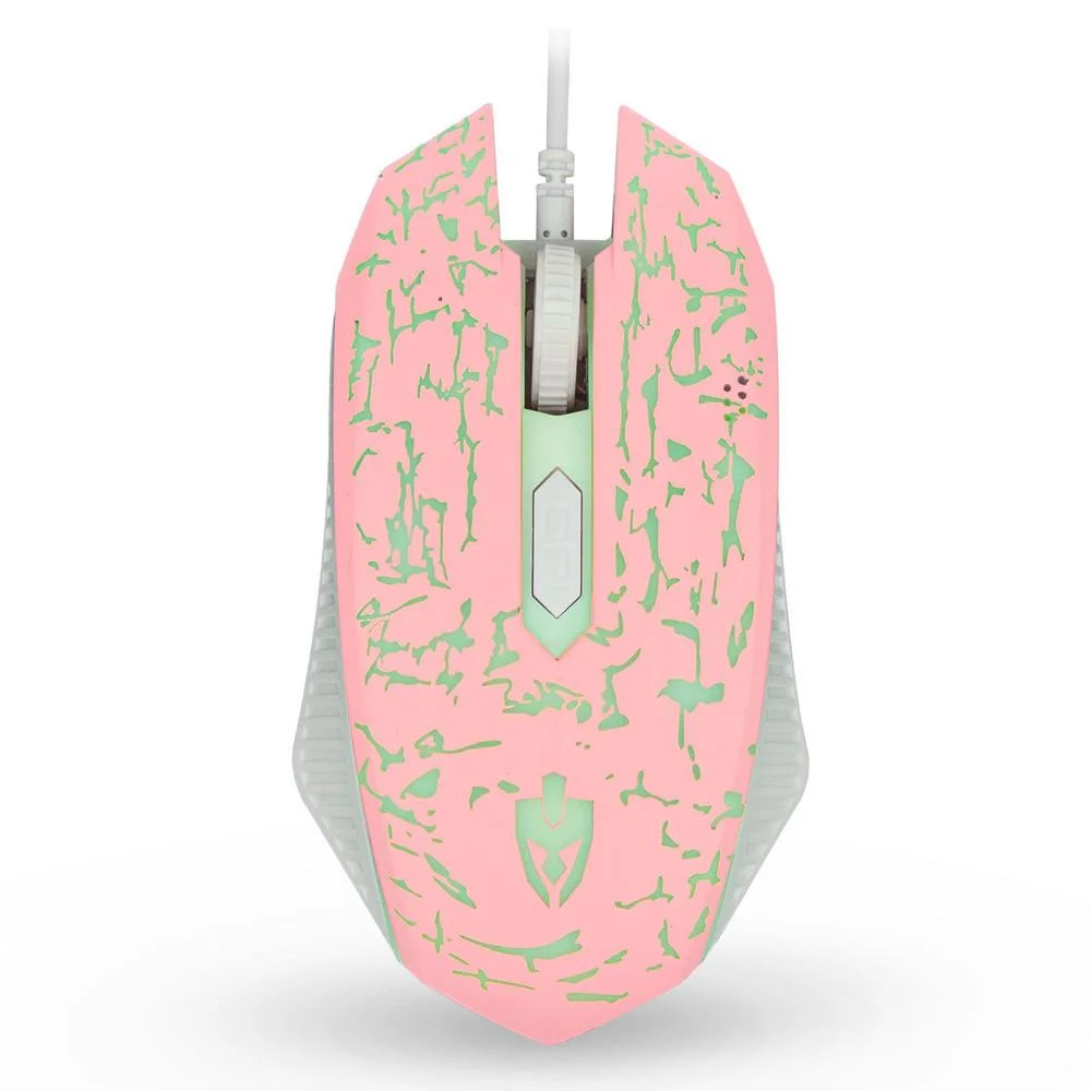 Mouse Gamer Com Fio Evolut 1200 DPI Iluminação RGB Rosa Claro