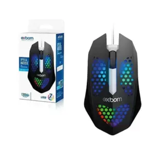 Mouse Gamer Com Fio Exbom MS-C33 1200 DPI RGB Preto Mouse Gamer Com Fio Exbom MS-C33 1200 DPI RGB Preto