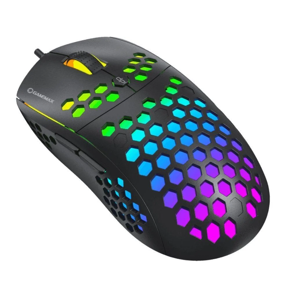 Mouse Gamer Com Fio Gamemax MG8 6400 DPI 6 Botões RGB Ambidestro Preto