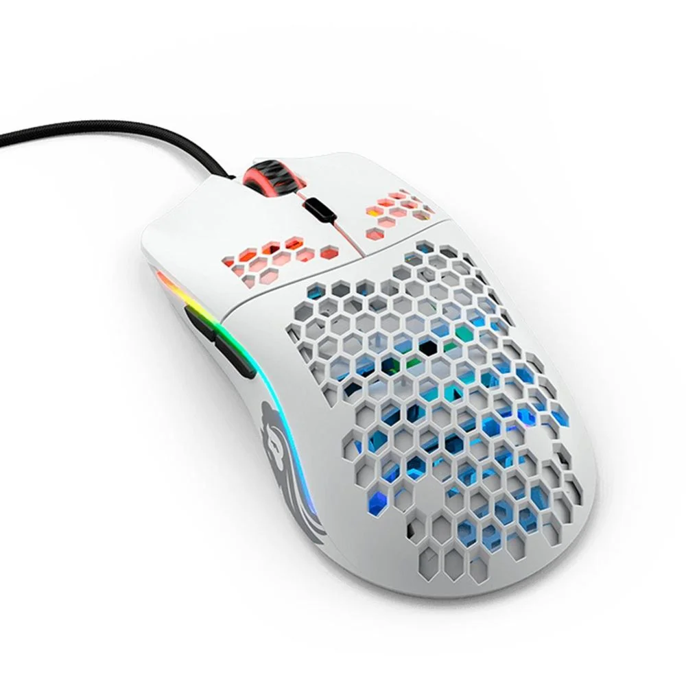 Mouse Gamer Com Fio Glorious Model O 67g Ultraleve Design Honeycomb RGB Branco Fosco