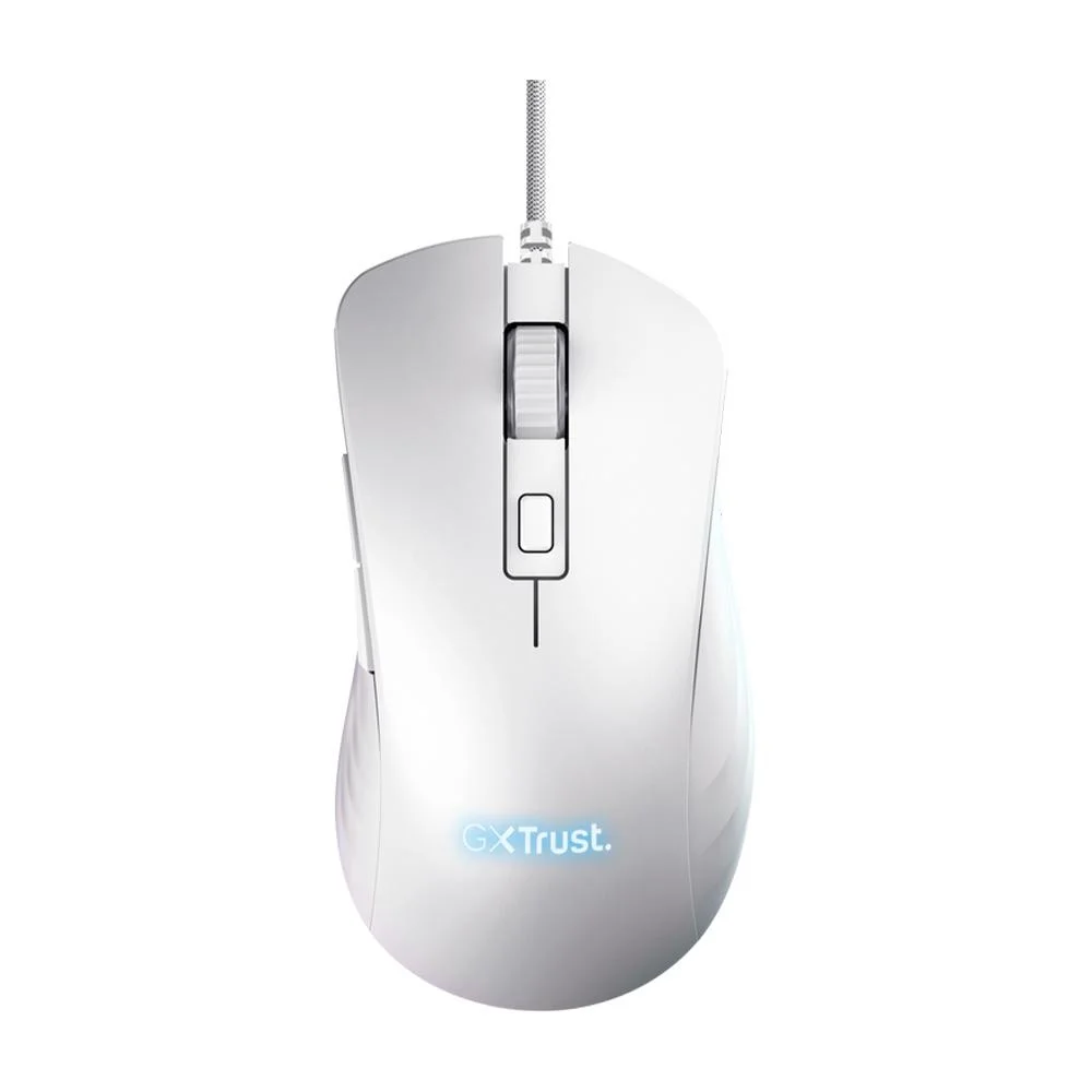 Mouse Gamer Com Fio Trust GXT 924W Ybar+ 25600 DPI 6 Botões Iluminação RGB Branco 24891