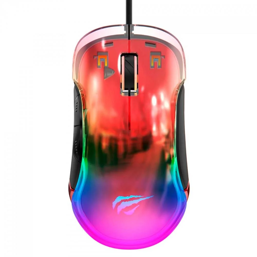 Mouse Gamer Com Fio Havit MS952 8000 DPI 7 Botões Preto e Vermelho HVMS-MS952-BR