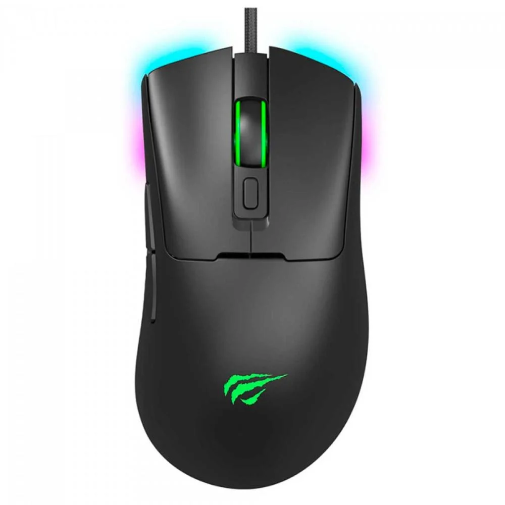 Mouse Gamer Com Fio Havit MS966 12000 DPI 7 Botões Iluminação RGB Preto HVMS-MS966-BN