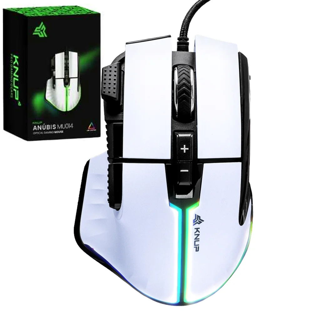 Mouse Gamer Com Fio Knup Anúbis 7200 DPI 9 Botões LED RGB Sensor Instant A725F KP-MU014