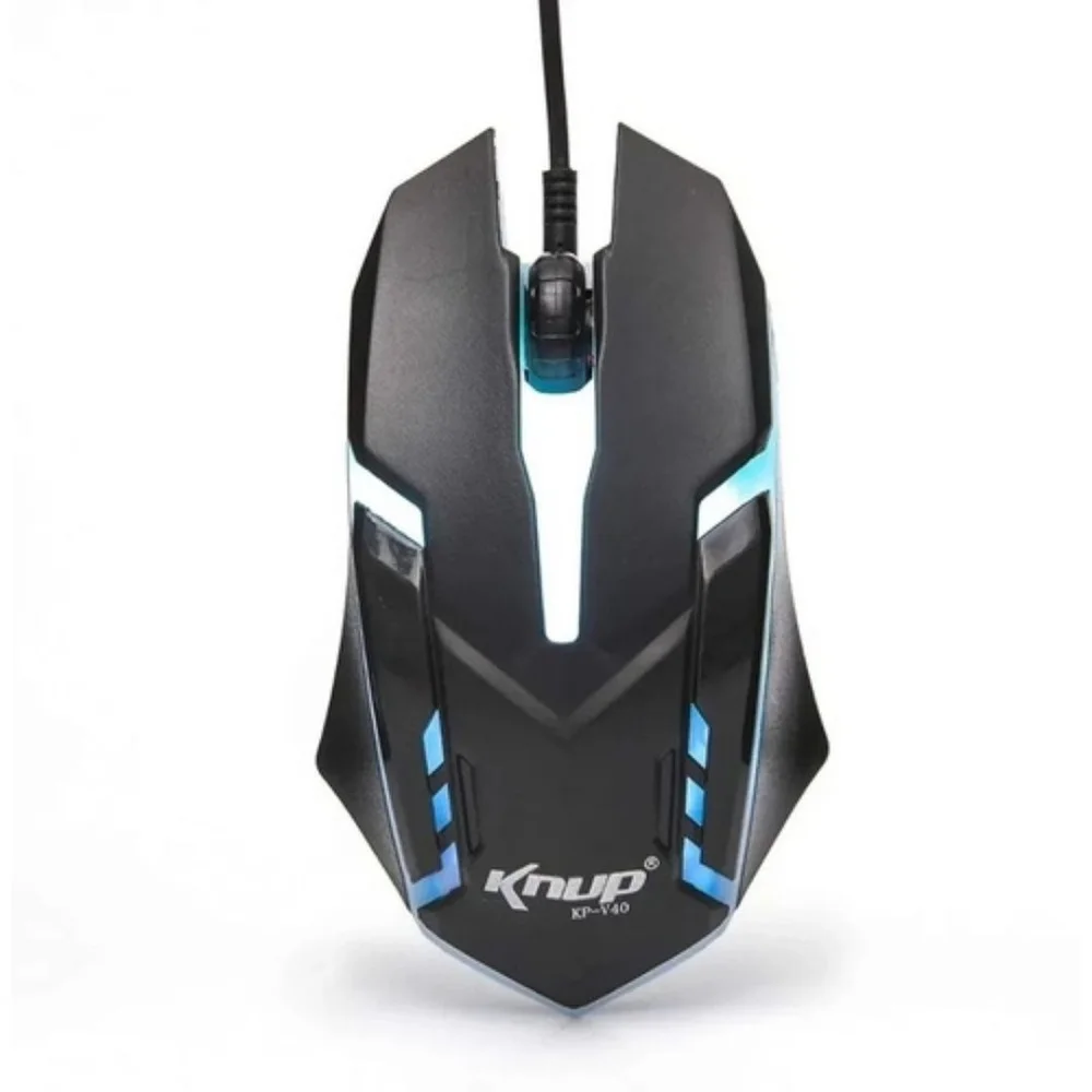 Mouse Gamer Com Fio Knup KP-V40 1600 DPI 3 Botões LED Plug & Play Preto