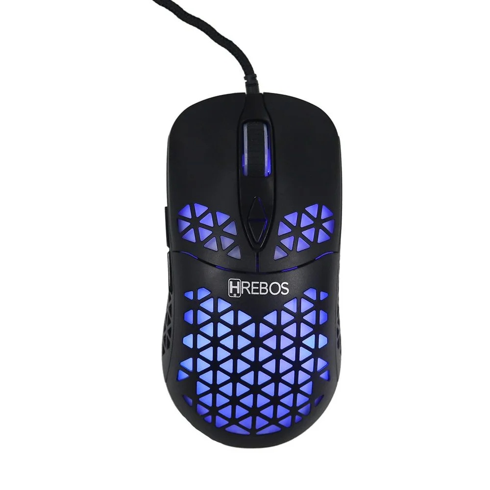 Mouse Gamer Com Fio Hrebos HS-192 1200 DPI 7 Botões LED RGB