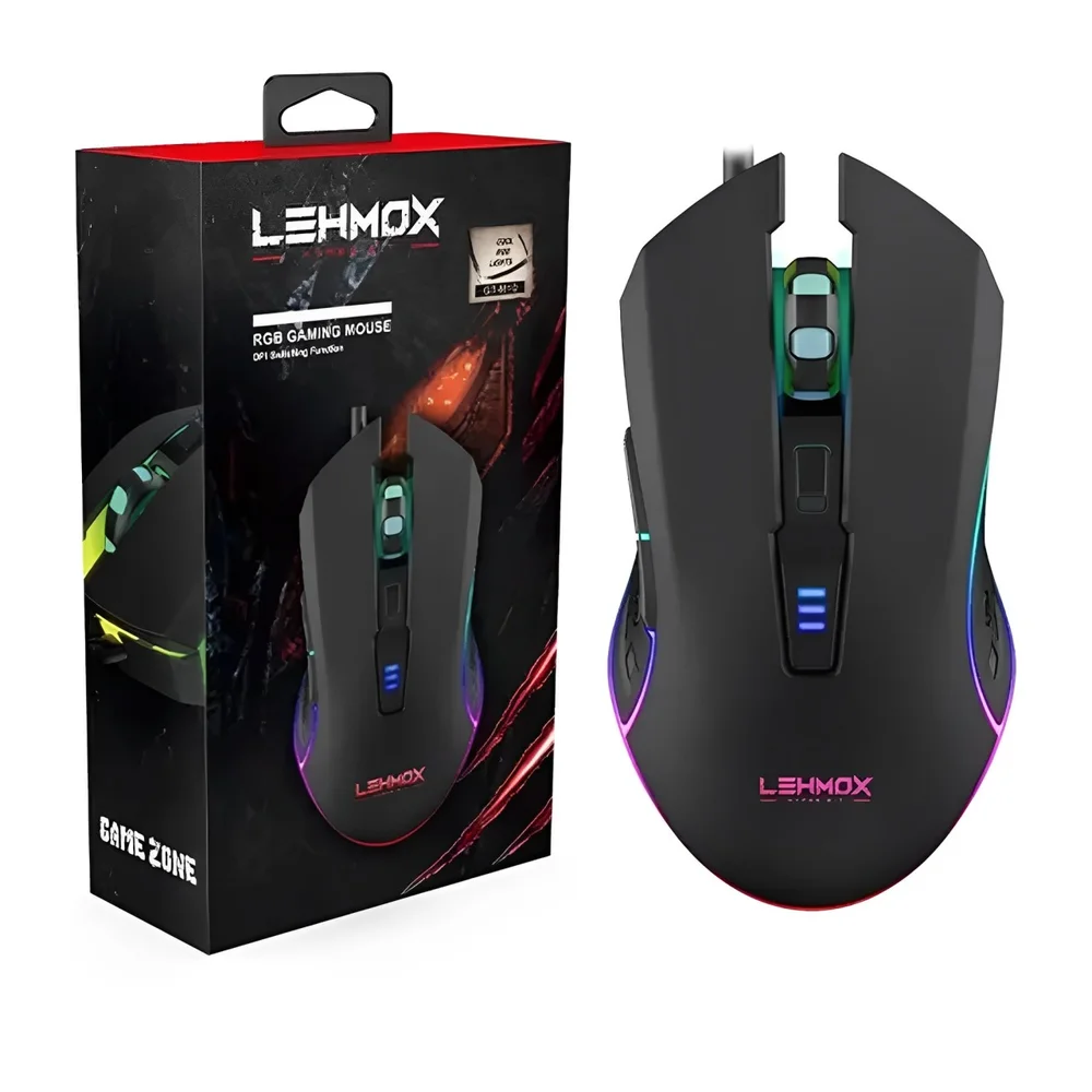 Mouse Gamer Com Fio Lehmox Hyper GT-M10 3200 DPI LED RGB