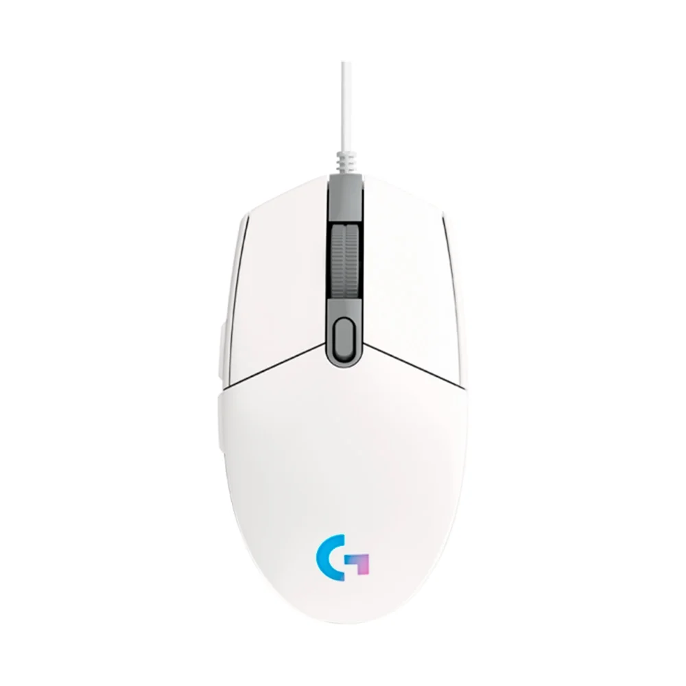 Mouse Gamer Com Fio Logitech G203 LIGHTSYNC 8000 DPI 6 Botões RGB Branco 910-005794