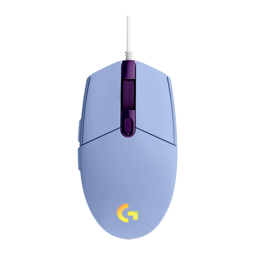 Mouse Gamer Com Fio Logitech G203 LIGHTSYNC 8000 DPI 6 Botões RGB Lilás 910-005852