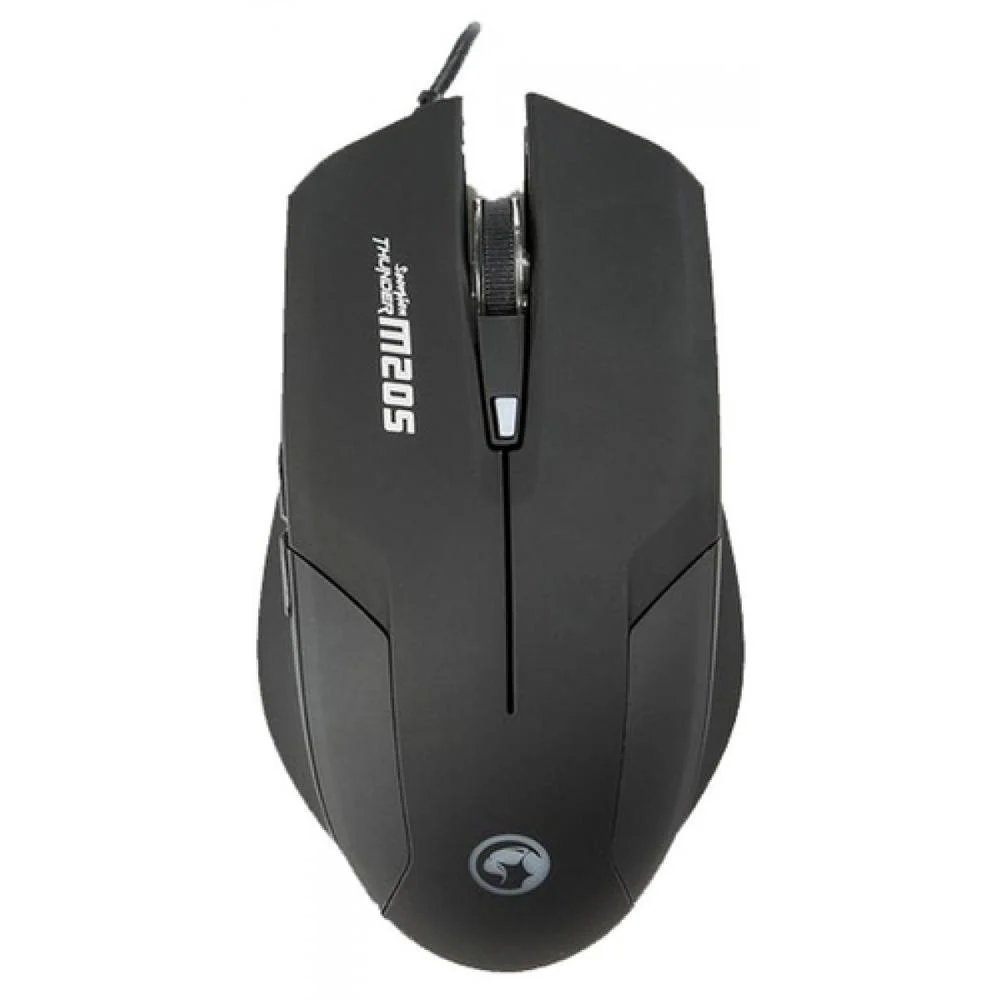 Mouse Gamer Com Fio Marvo M205 2400 DPI 6 Botões LED 7 Cores Preto