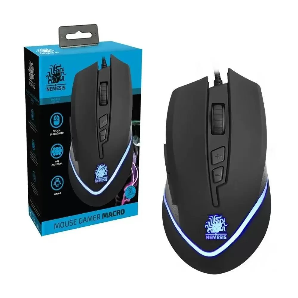 Mouse Gamer Com Fio Nemesis 6 Botões Macro Preto MG-01N