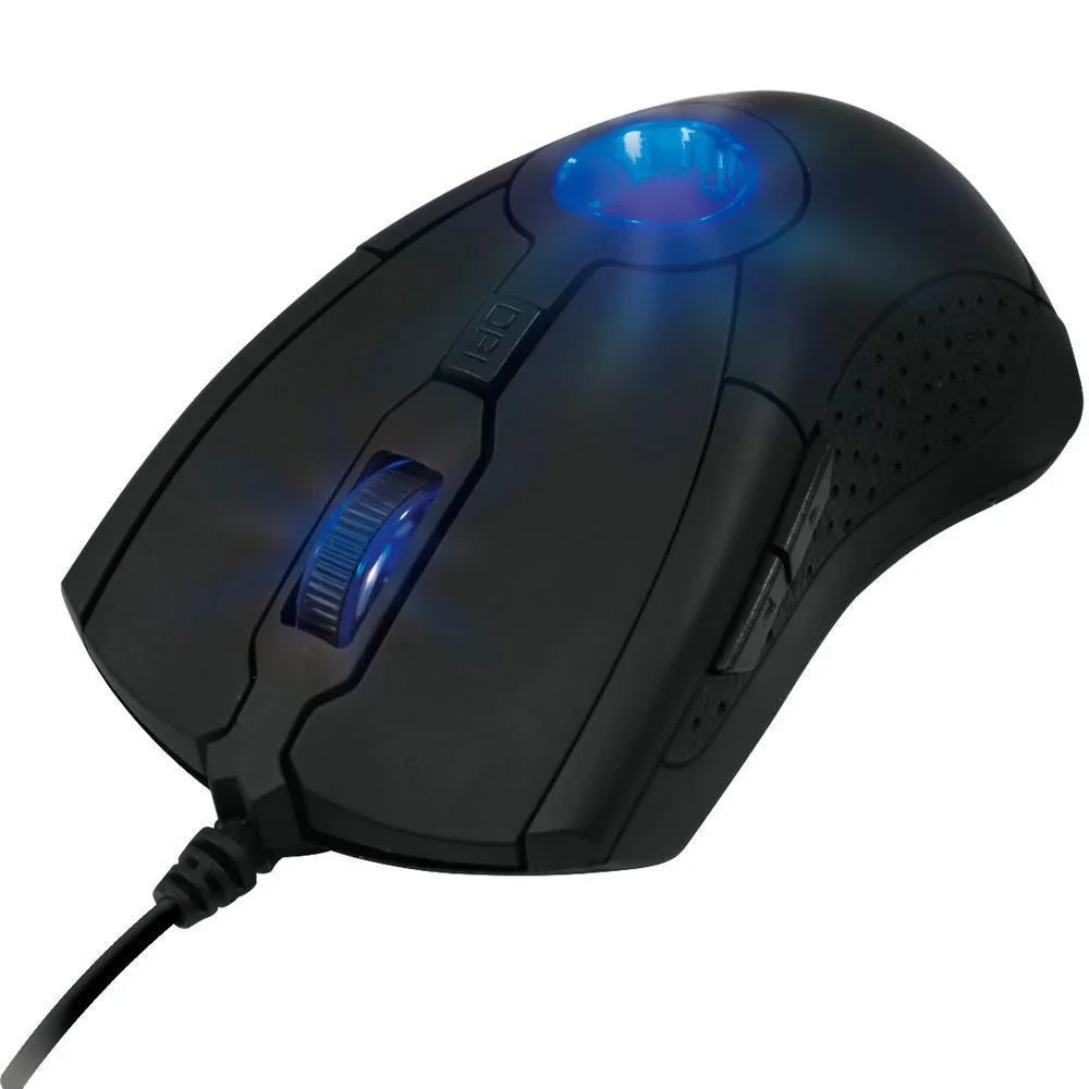 Mouse Gamer Com Fio OEX 3200 DPI LED Azul Ergonômico Preto MS301