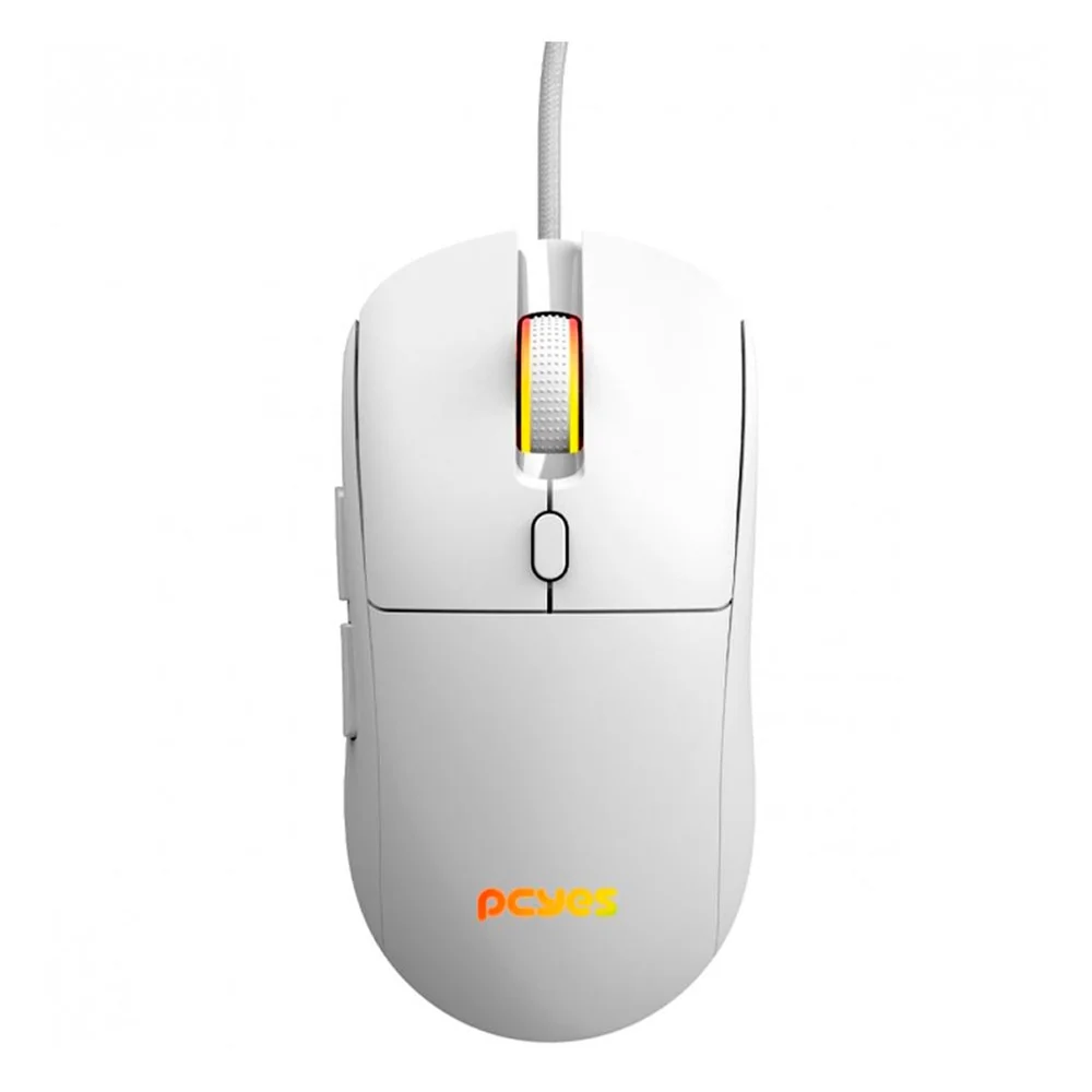 Mouse Gamer Com Fio PCYes Basaran White Ghost 12400 DPI 6 Botões RGB
