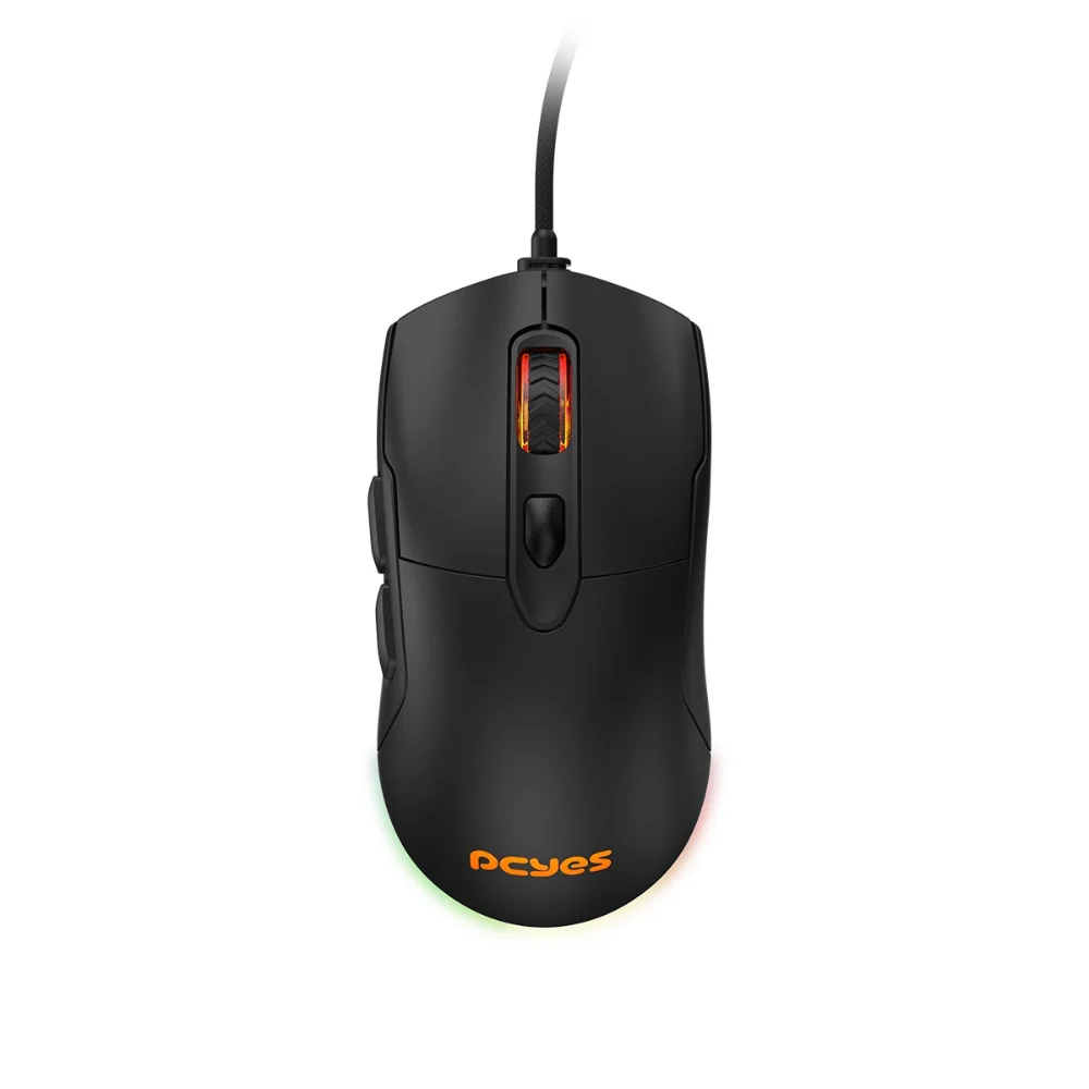 Mouse Gamer Com Fio PCYes Malus Black Vulcan 12400 DPI 6 Botões RGB