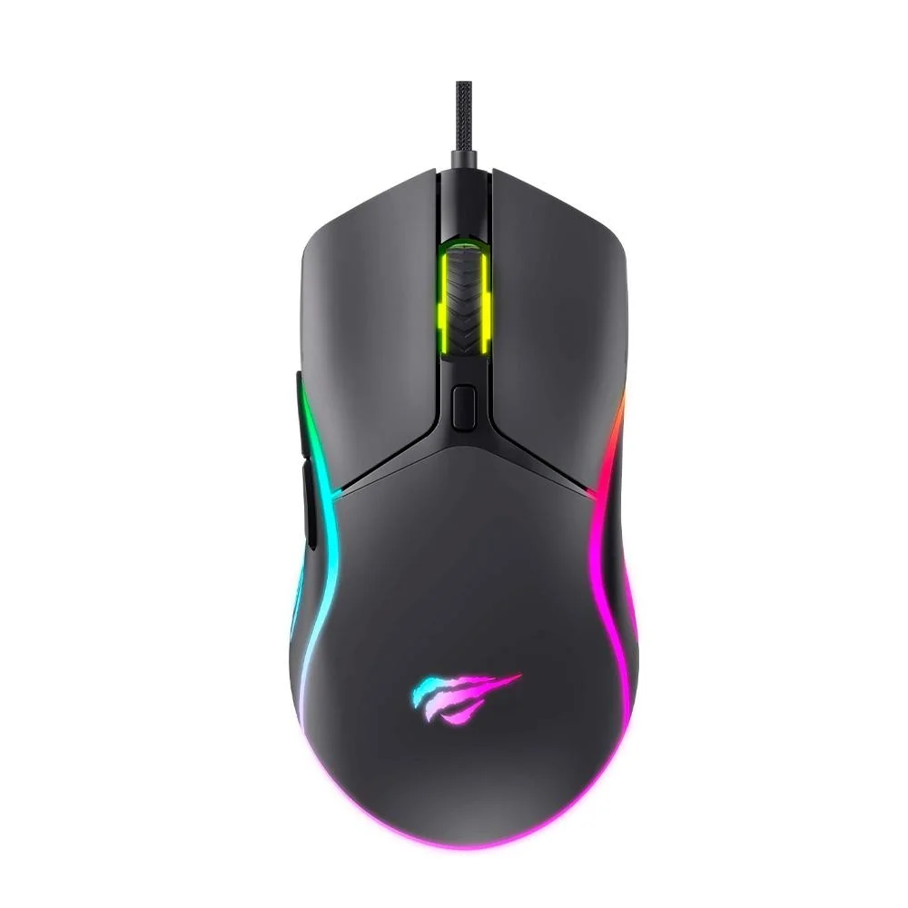 Mouse Gamer Com Fio Havit Professional MS1029 7200 DPI 6 Botões RGB Preto