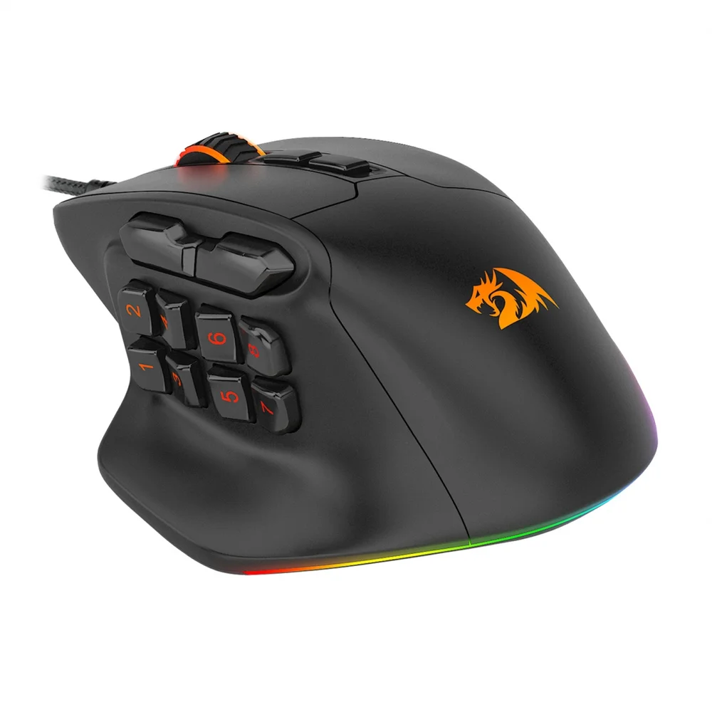 Mouse Gamer Com Fio Redragon Aatrox 12400 DPI 15 Botões MMO RGB M811-RGB