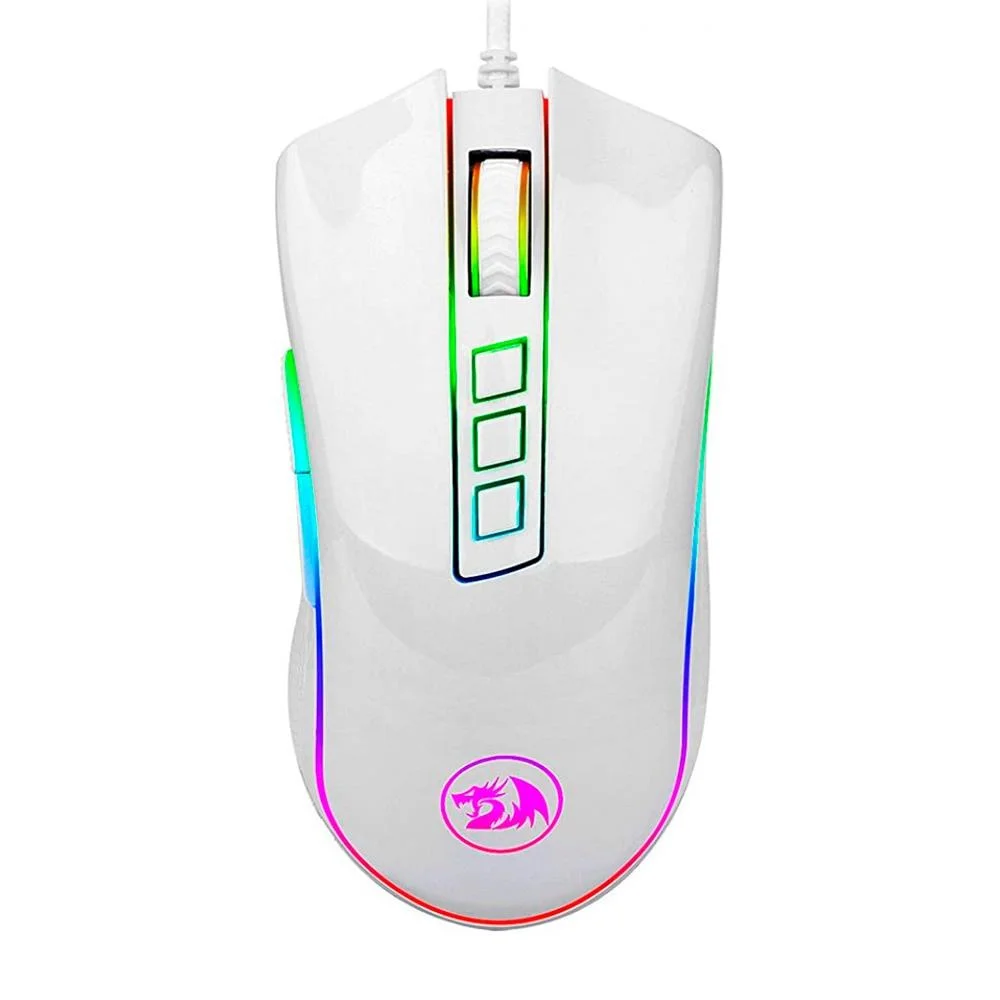 Mouse Gamer Com Fio Redragon Cobra 10000 DPI 7 Botões Chroma RGB Lunar White M711W