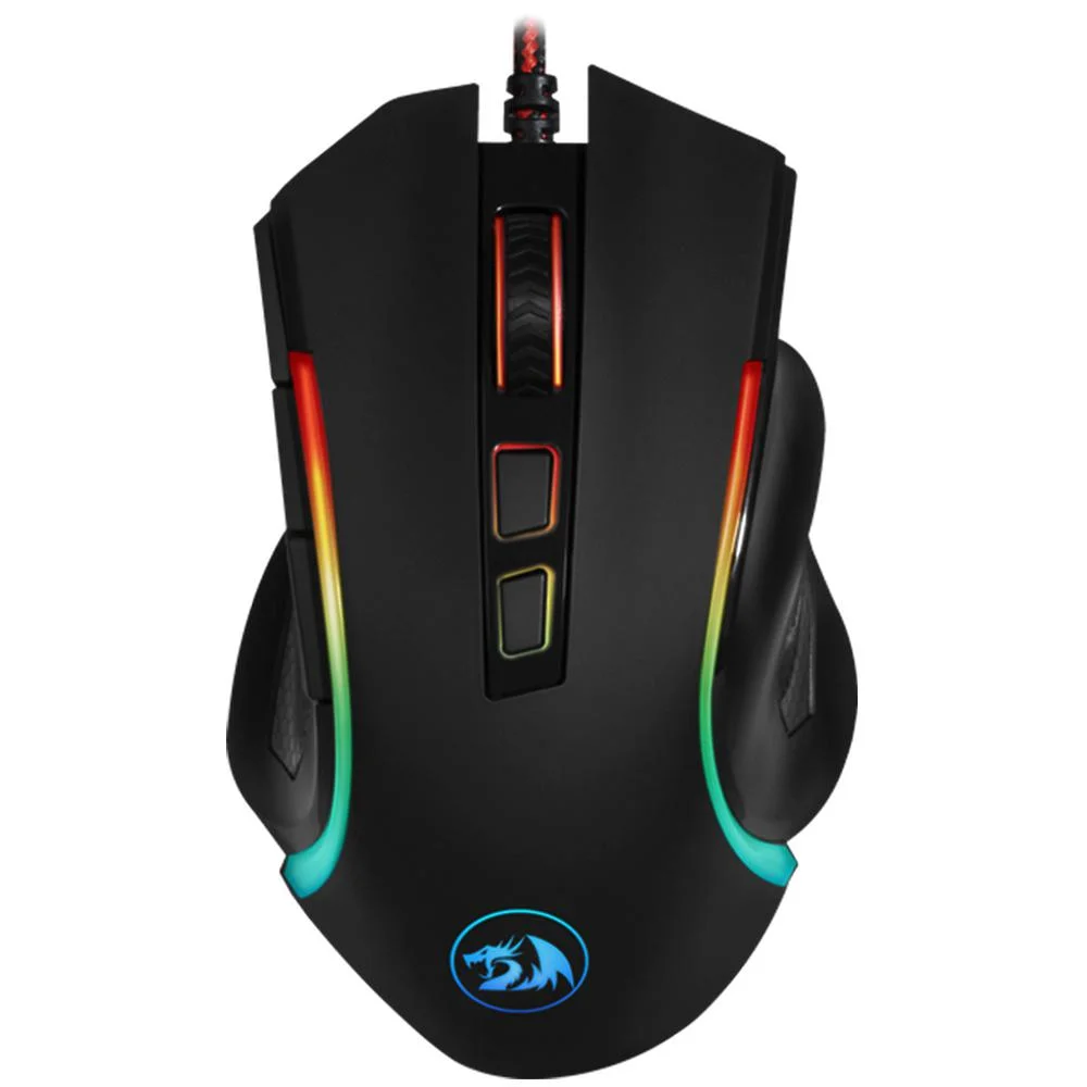Mouse Gamer Com Fio Redragon Griffin 7200 DPI 8 Botões Sensor PAW3212 Chroma RGB Preto