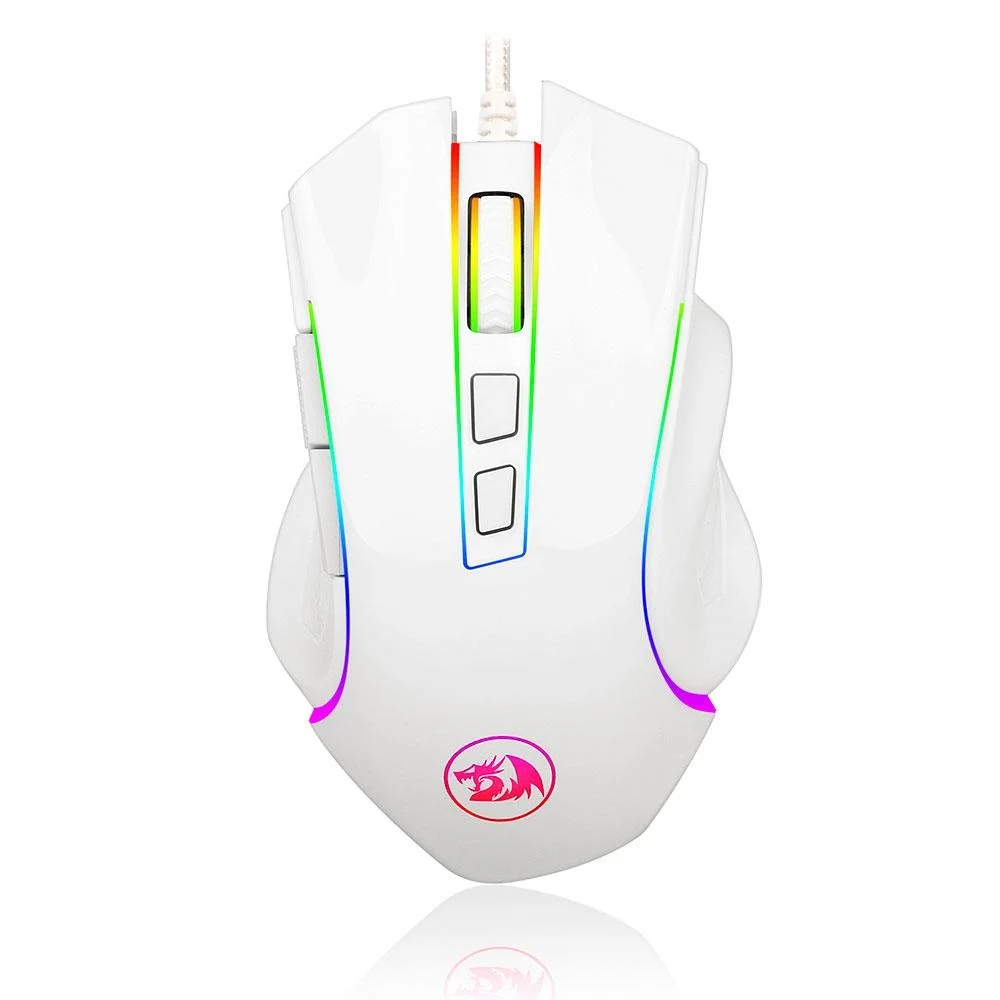 Mouse Gamer Com Fio Redragon Griffin 7200 DPI 6 Botões RGB Lunar White M607W
