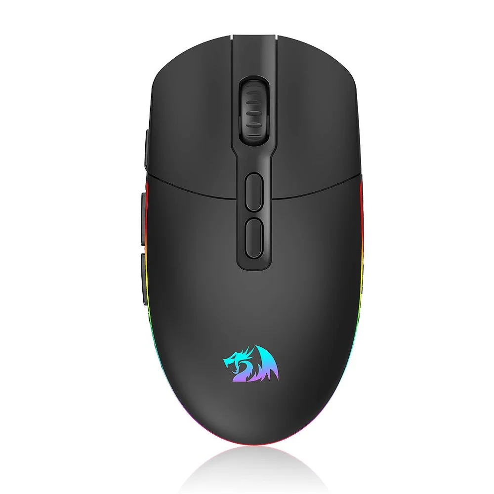 Mouse Gamer Sem Fio Redragon Invader Pro Wireless 10000 DPI 9 Botões Programáveis Preto