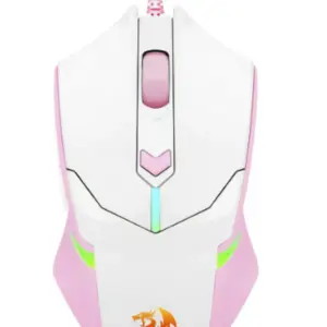 Mouse Gamer Com Fio Redragon Centrophorus 7200 DPI RGB Branco e Rosa M601