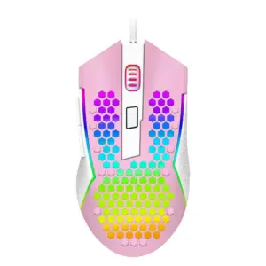 Mouse Gamer Com Fio Redragon Reaping Elite 32000 DPI 6 Botões RGB Rosa e Branco M987PW-P