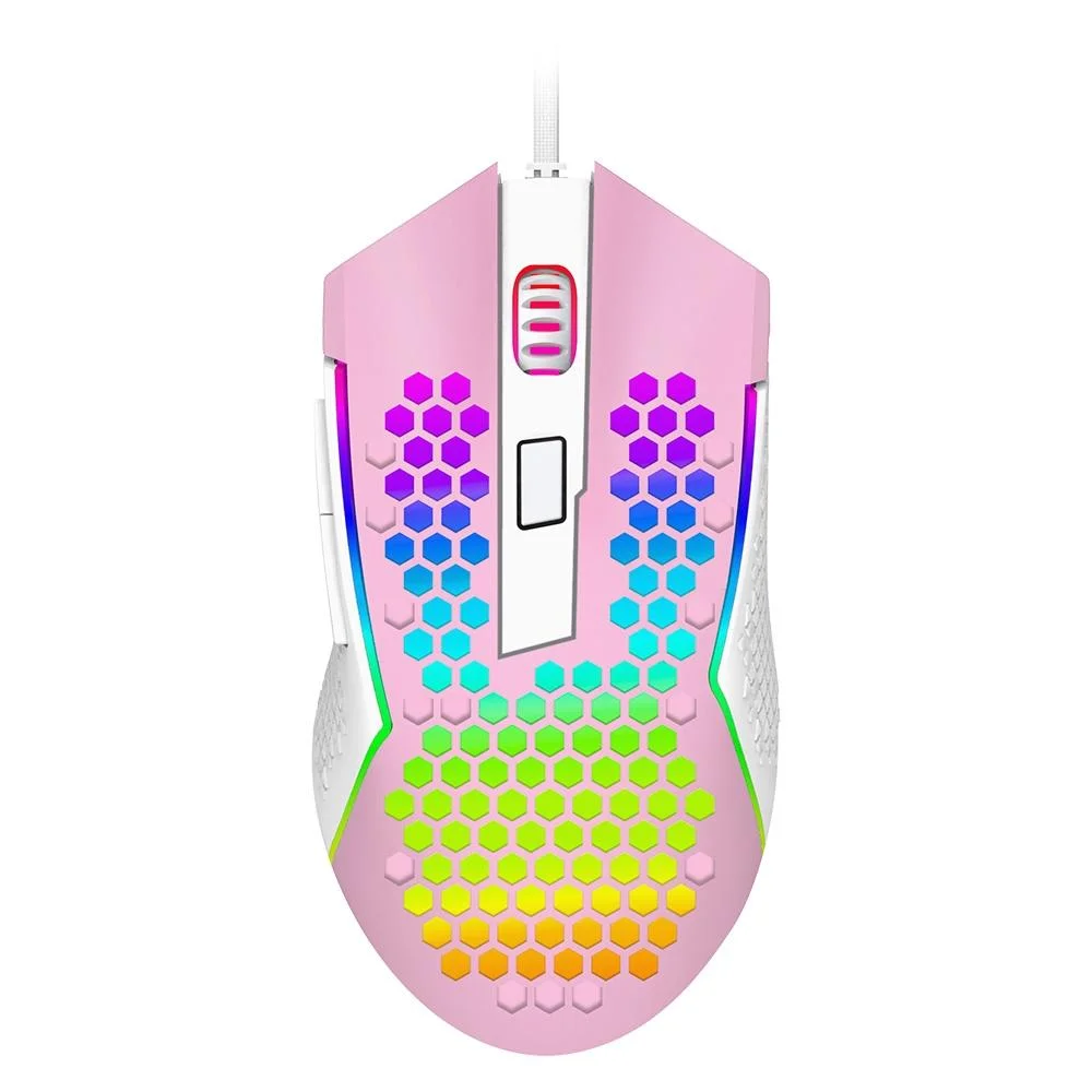 Mouse Gamer Com Fio Redragon Reaping Elite 32000 DPI 6 Botões RGB Rosa e Branco M987PW-P