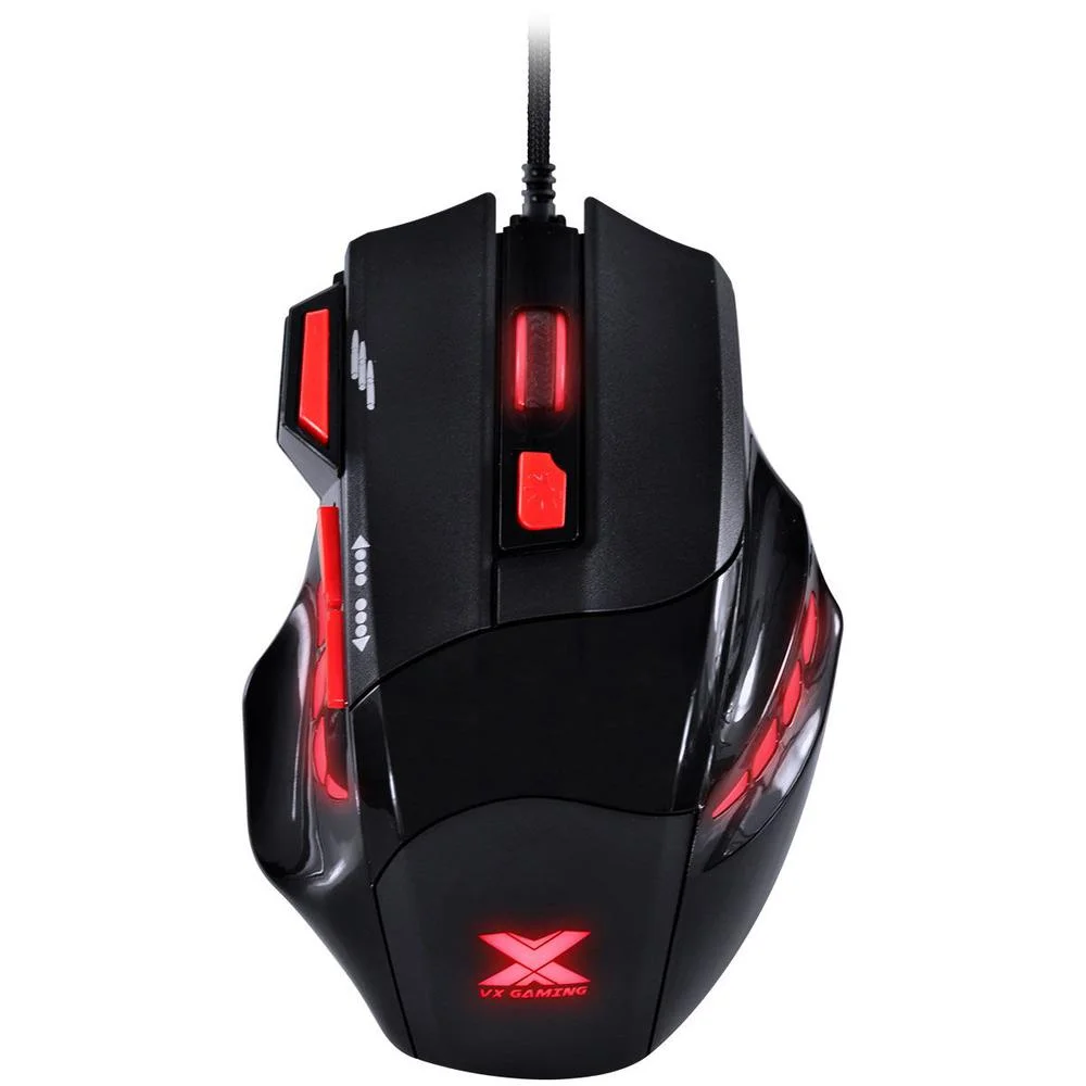 Mouse Gamer Com Fio Vinik VX Gaming GM102 Black Window 2400 DPI 6 Botões LED Preto e Vermelho 28428