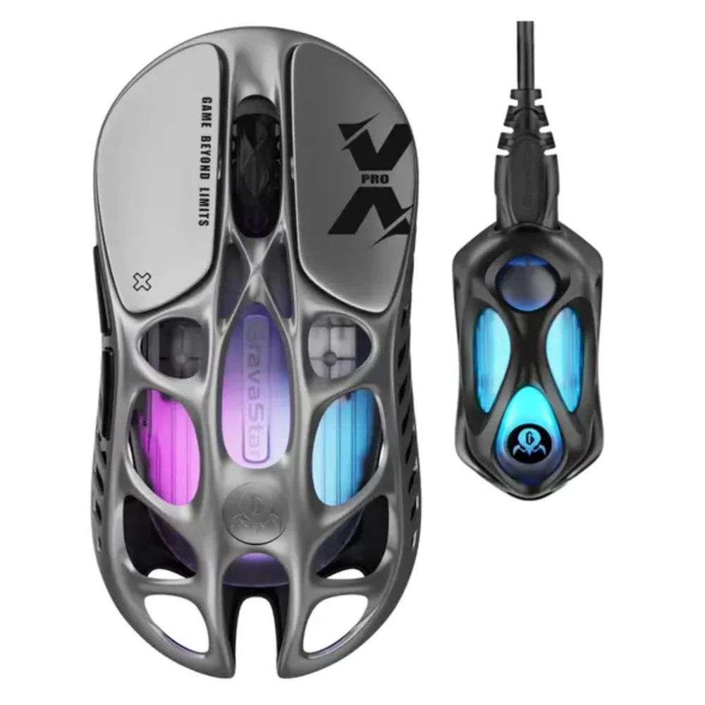 Mouse Gamer Sem Fio Gravastar Mercury M1 Pro 4K com Receptor Prateado