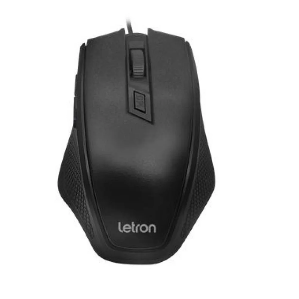 Mouse Óptico Com Fio Letron USB Office Level Ergonômico Preto