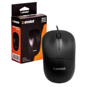 Mouse Office Evolut EO-102 Com Fio Preto EO-102BK