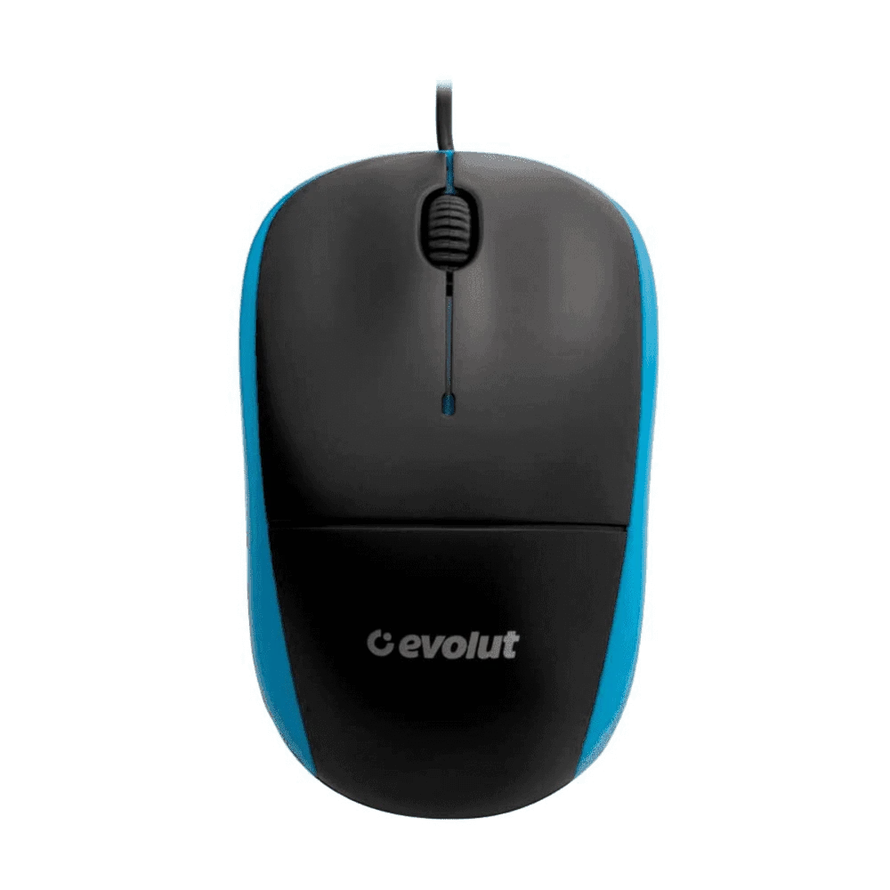 Mouse Óptico Evolut EO-102 1000 DPI USB Plug and Play Preto e Azul