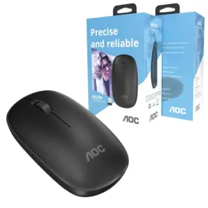 Mouse Óptico Sem Fio AOC Office 2.4GHz 1600 DPI Preto MS200B