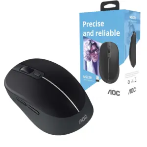 Mouse Óptico Sem Fio AOC Office 2.4GHz 1600 DPI Preto MS220B