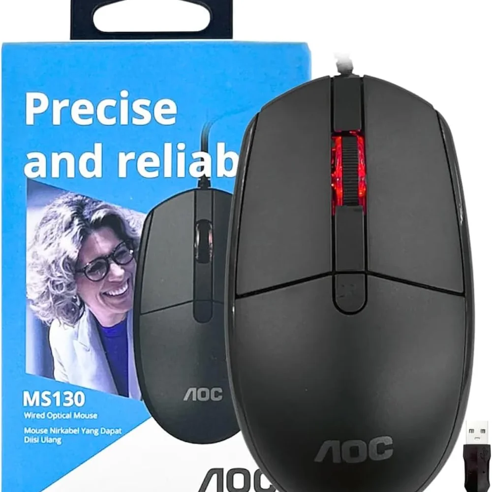 Mouse Com Fio AOC MS130 1000 DPI Preto