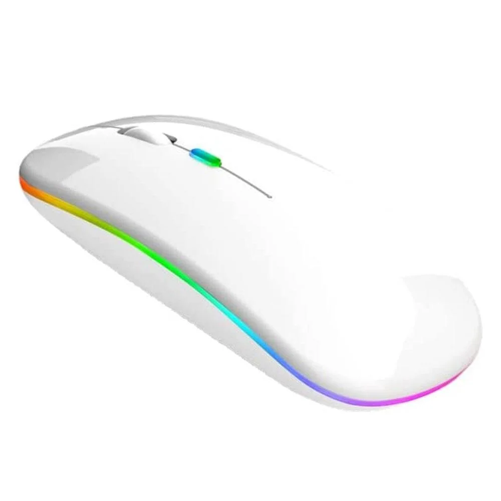Mouse Sem Fio iMice E-1300 Luminosa Modo Duplo Silencioso Branco